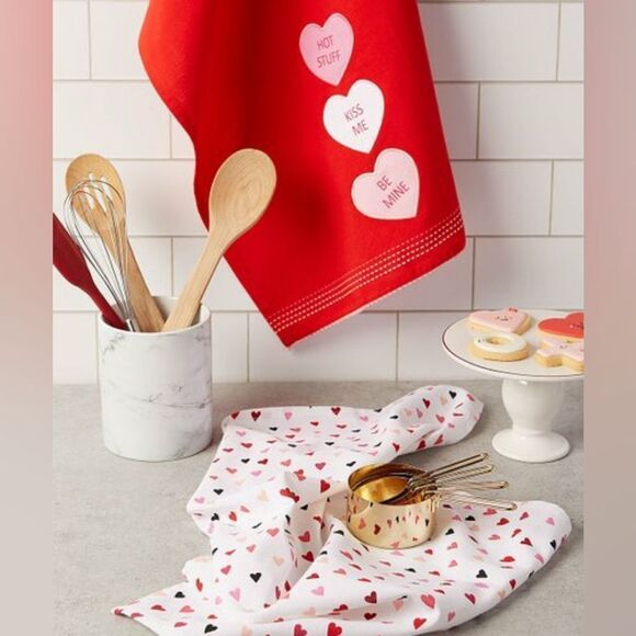 Design Imports Sweet Hearts Dish Towel Set - Picture 1 of 12